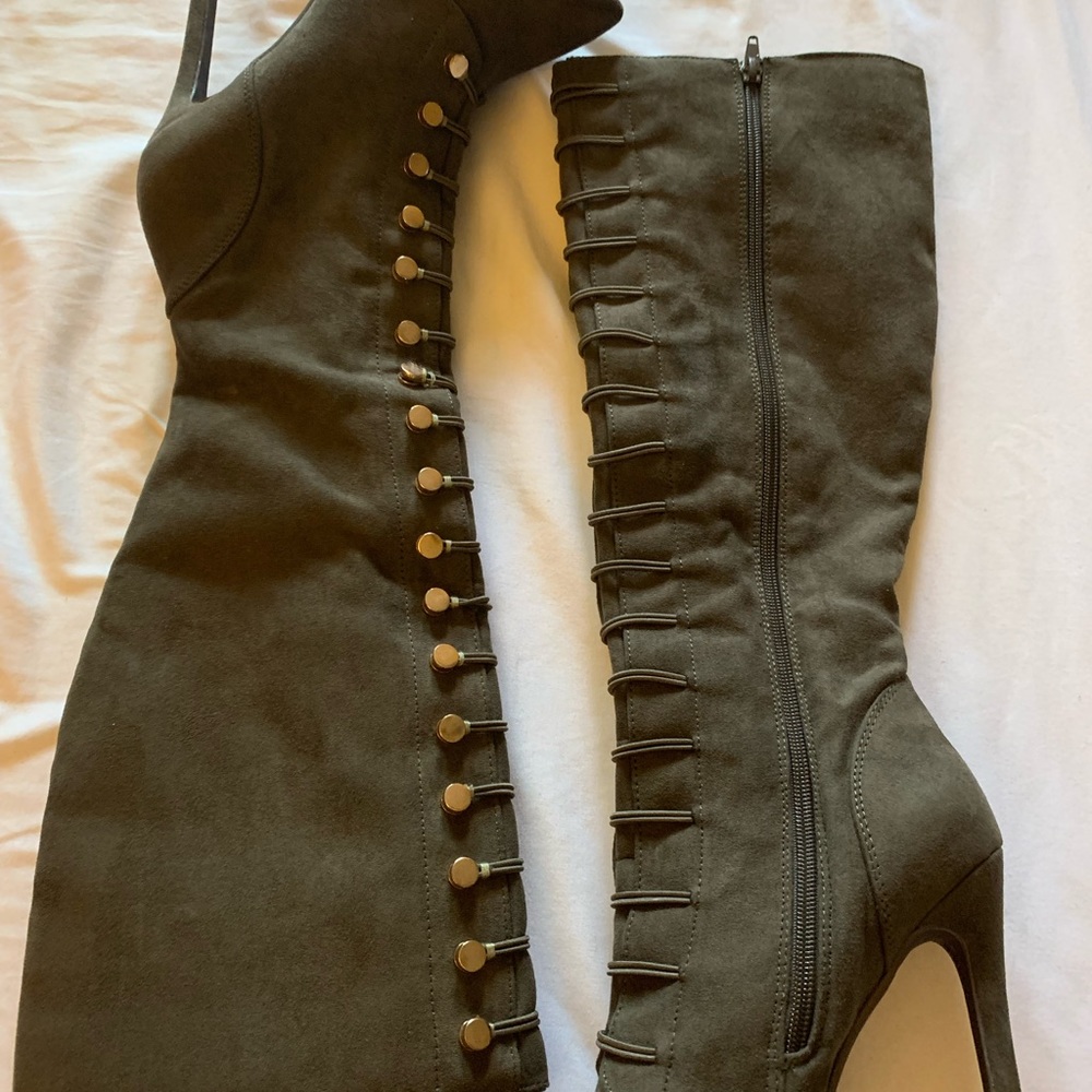 Brand new olive knee high boot. Size 7